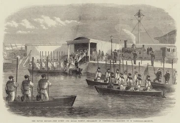 The Naval Review, the Queen and Royal Family embarking at Portsmouth